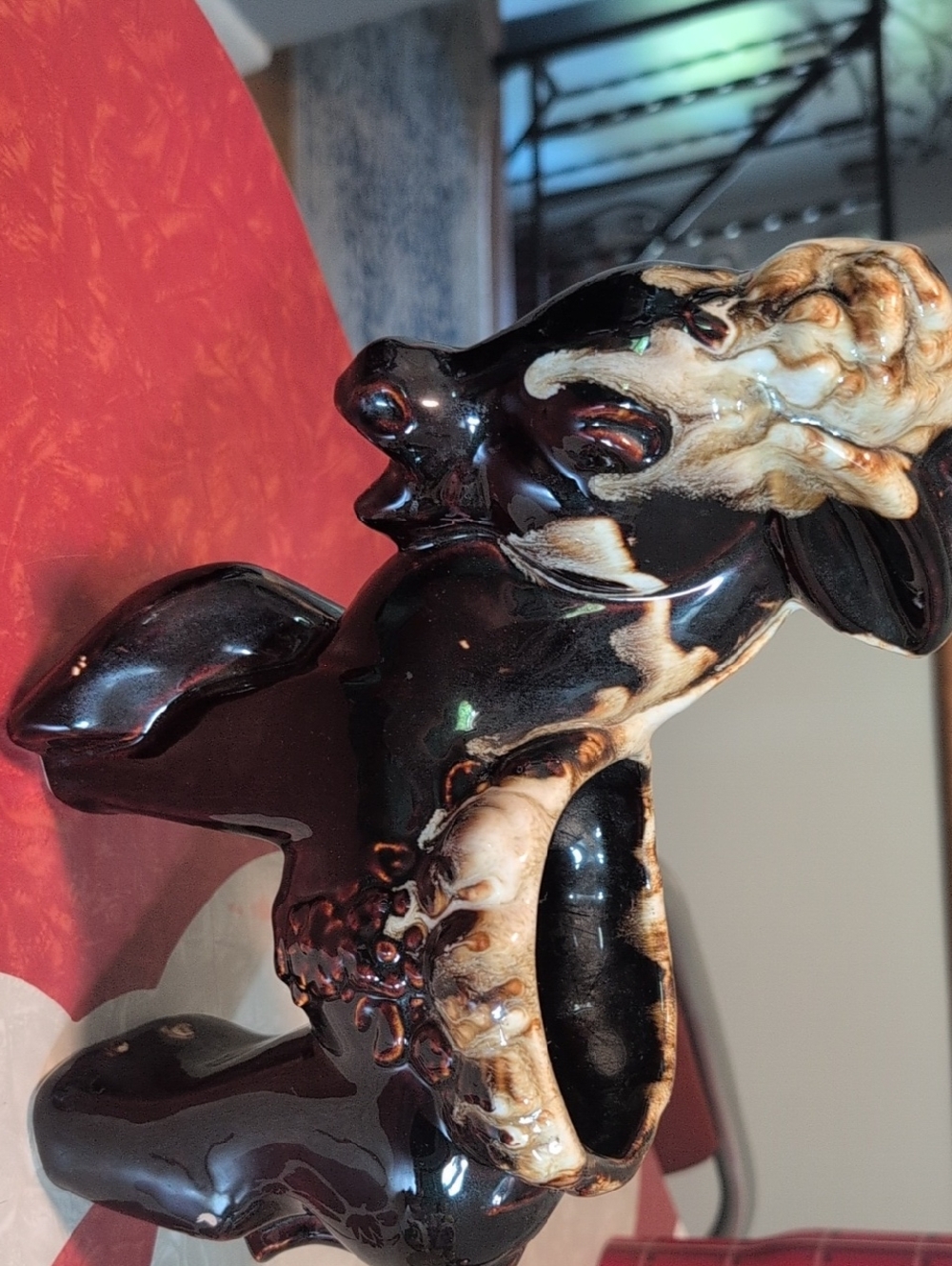 McCoy Brown Drip Ceramic Donkey Planter